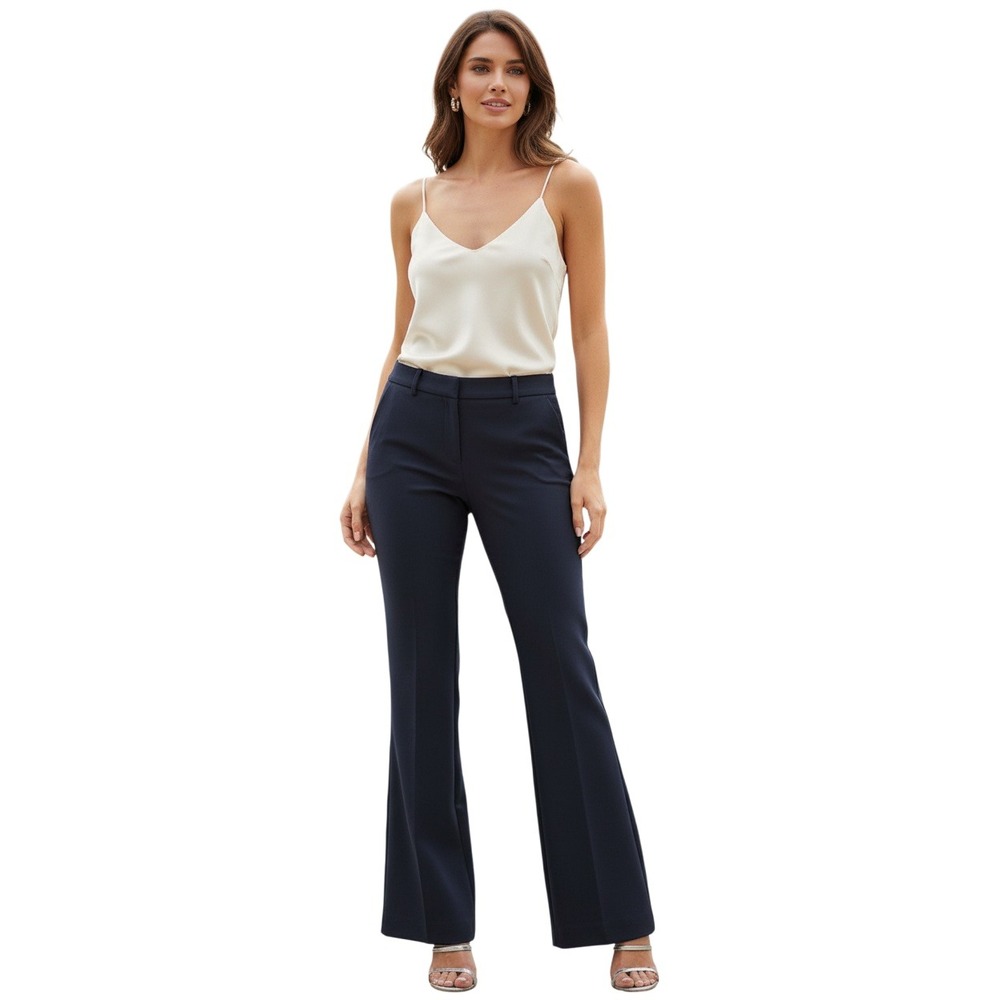 NWT Ann Taylor Madison Flare Devin Wide Leg 8 Navy Blue Dress Pants TALL 32x33